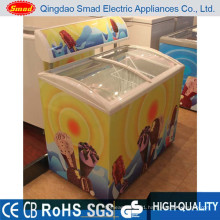 Curved Sliding Glass Door Ice Cream Chest Freezer